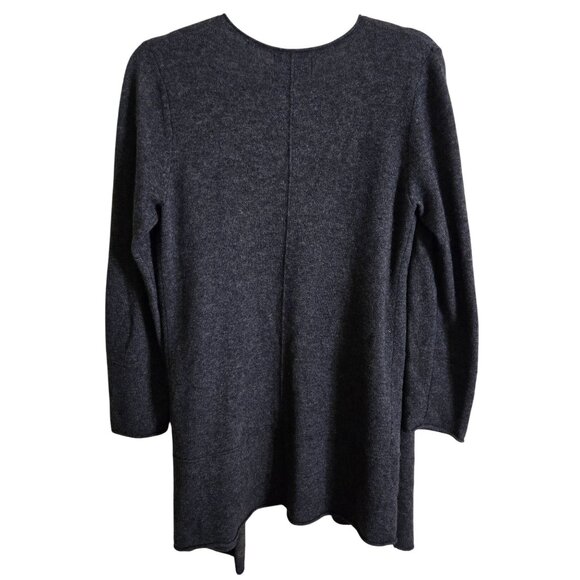 Belle France 100% Cashmere Charcoal Gray Open Front Cardigan Sweater Size M - Picture 3 of 6